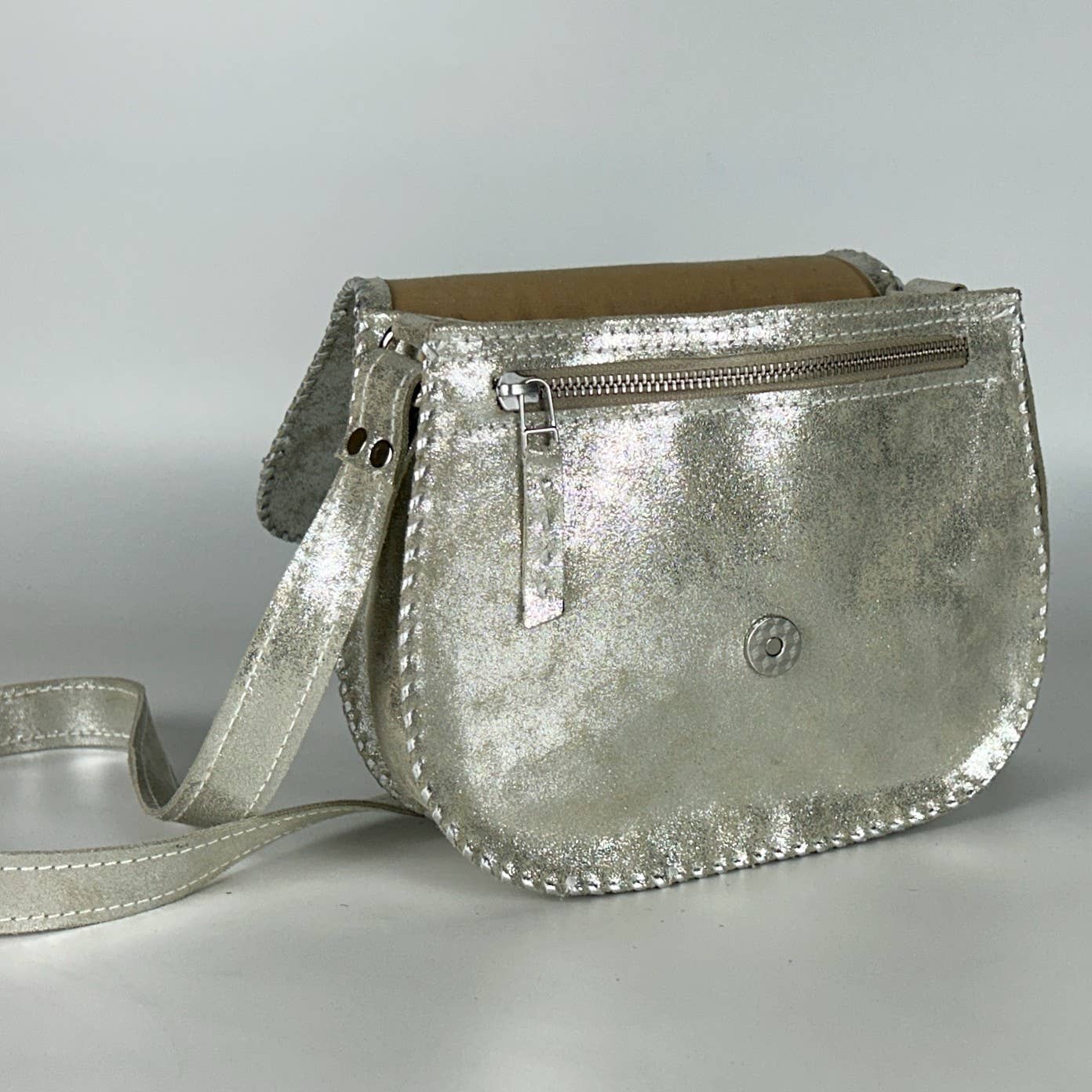 Bel Silver Leather Crossbody