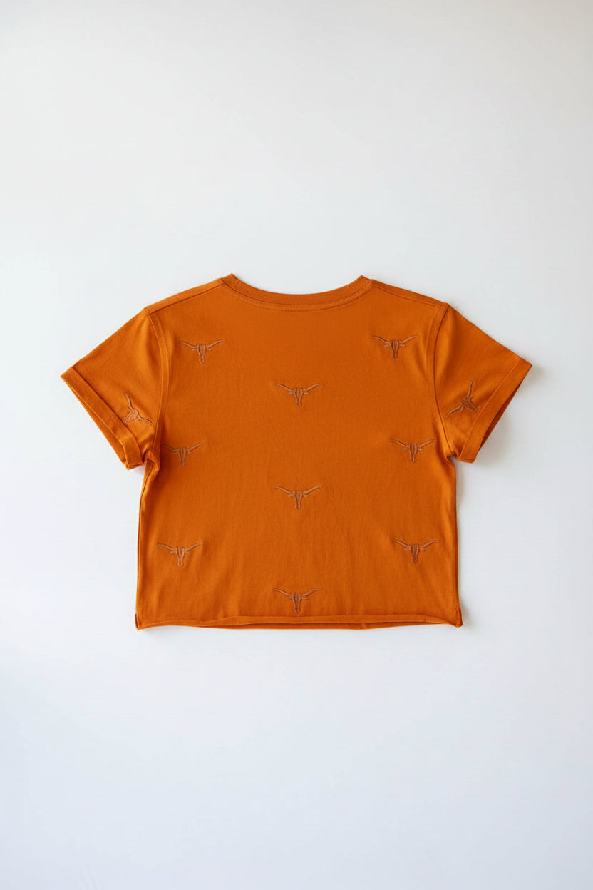 Texas Cropped Cuffed Tee