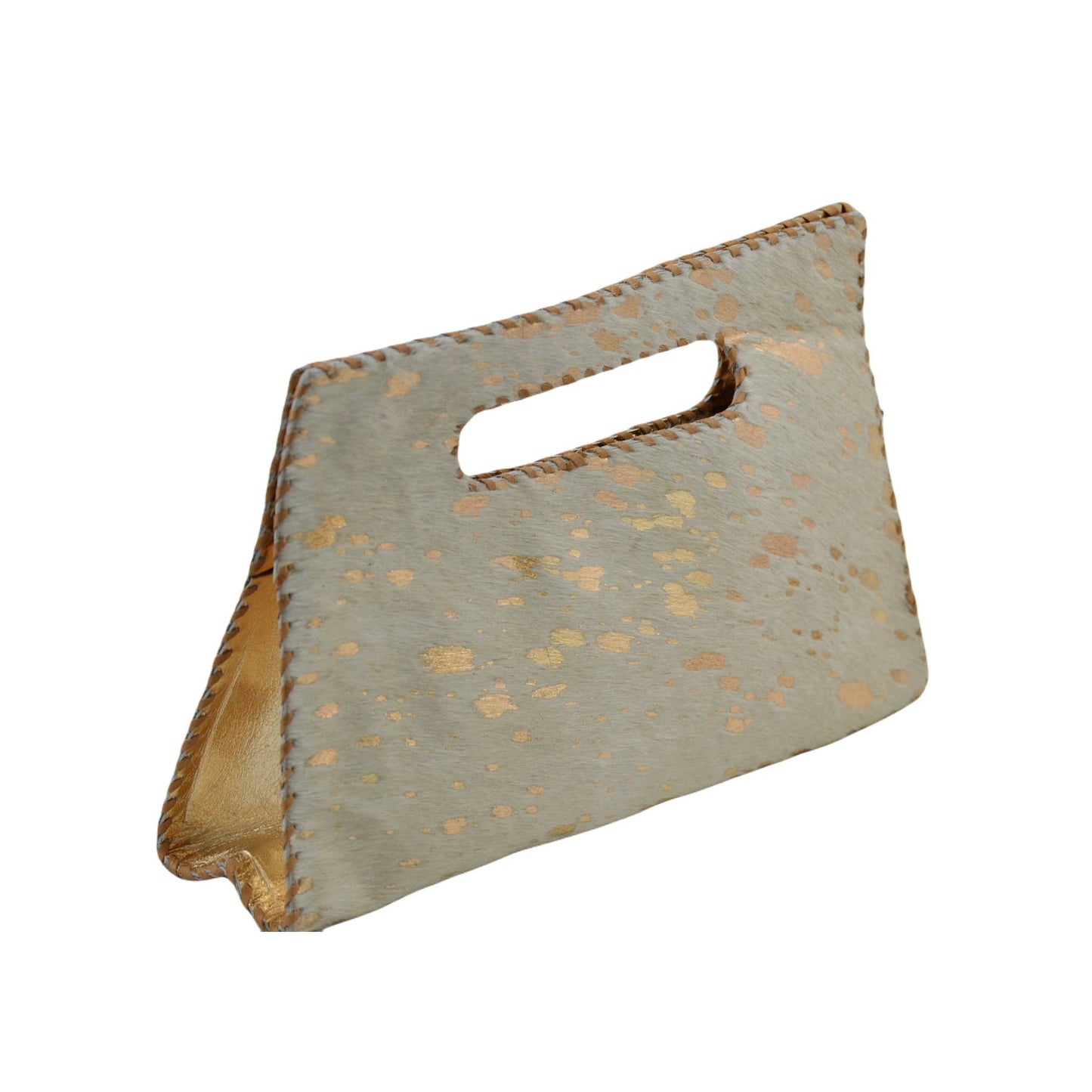 Mia Gold Cowhide Clutch