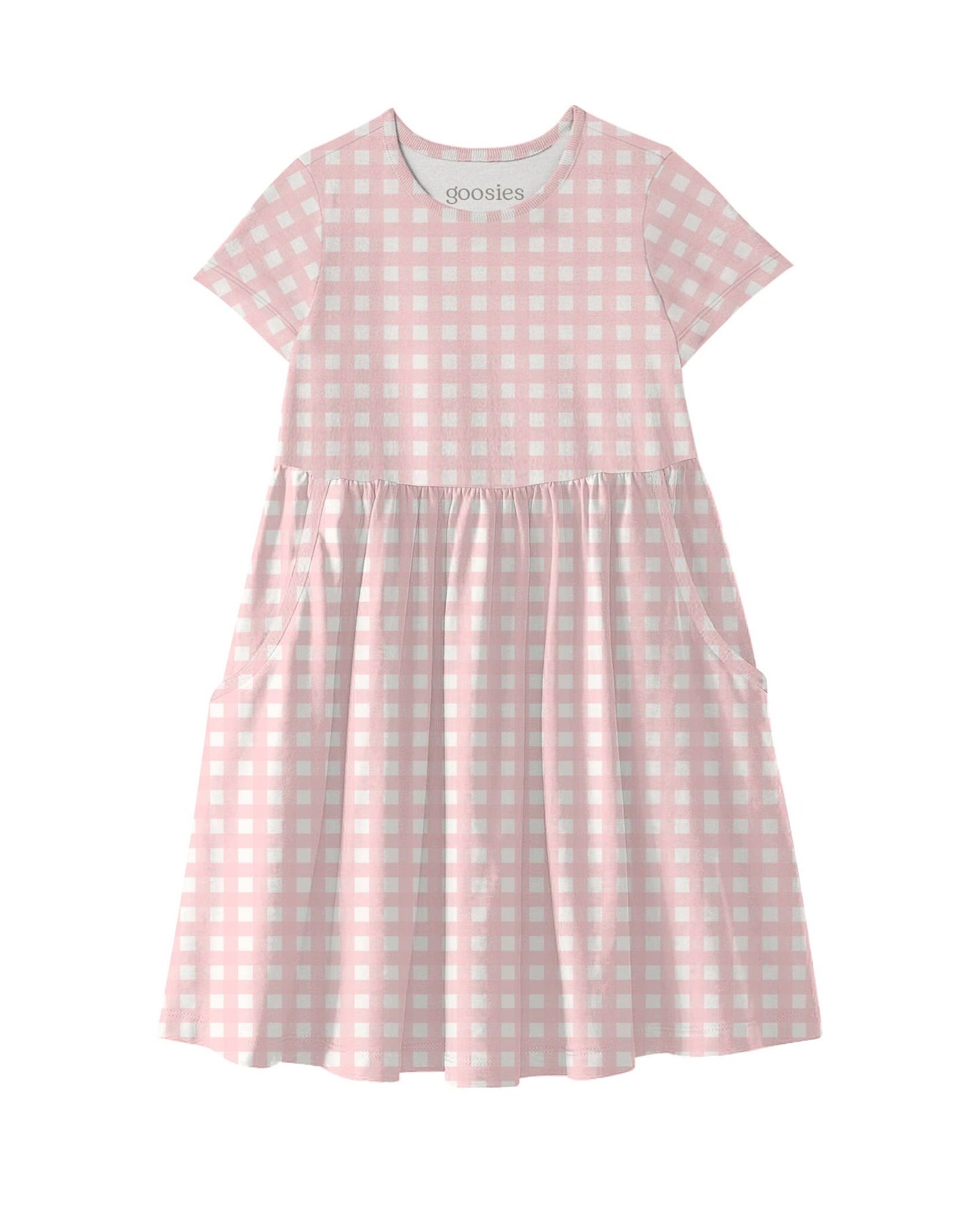 Short Sleeve Toddler Dress Pink Gingham