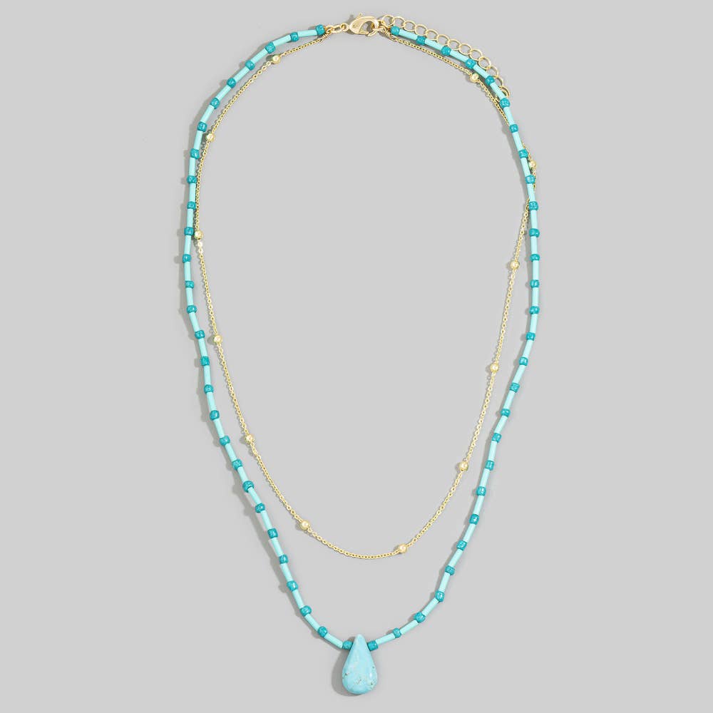 Double Turquoise Bead Necklace