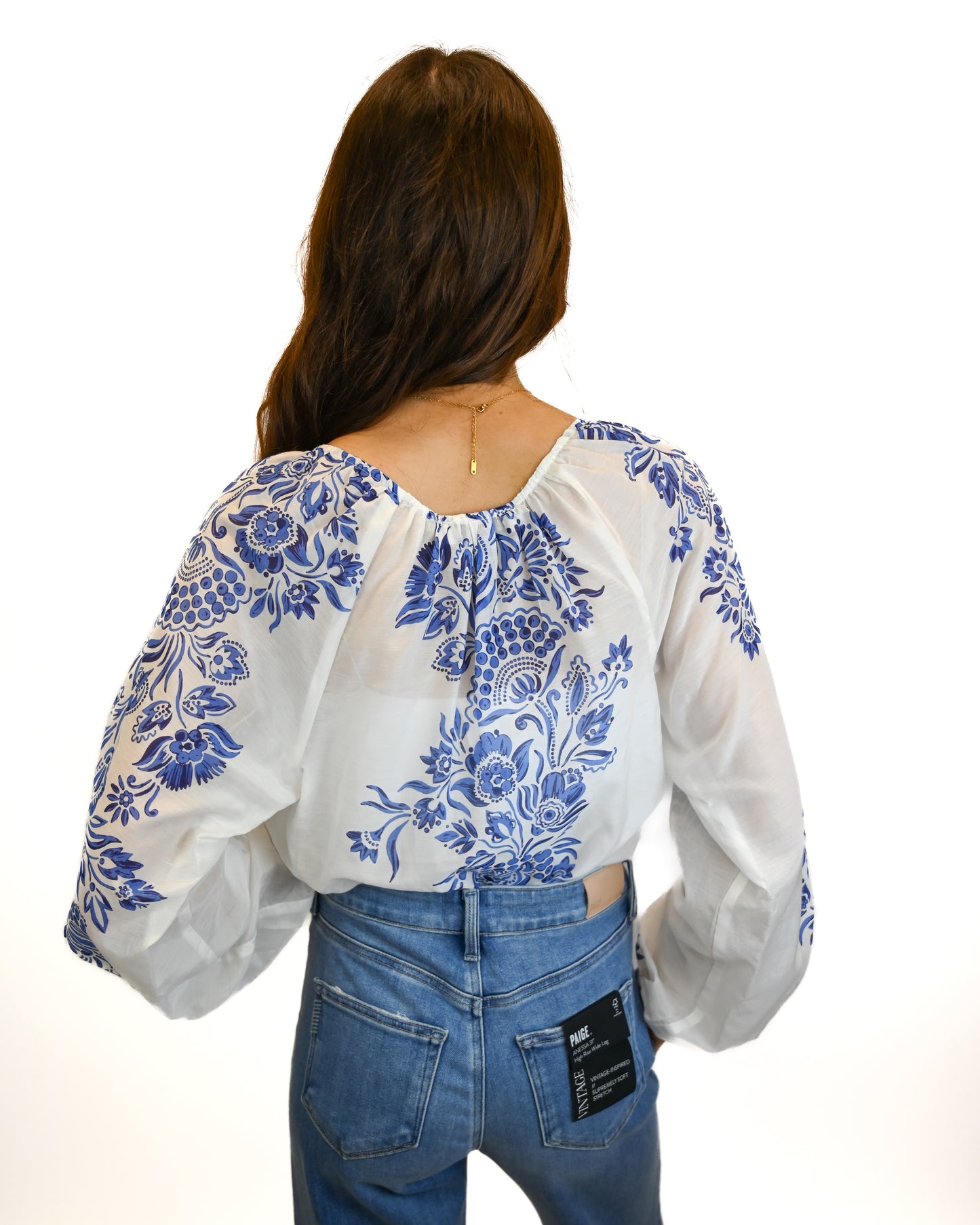 Hale Bob Blue V Neck Blouse