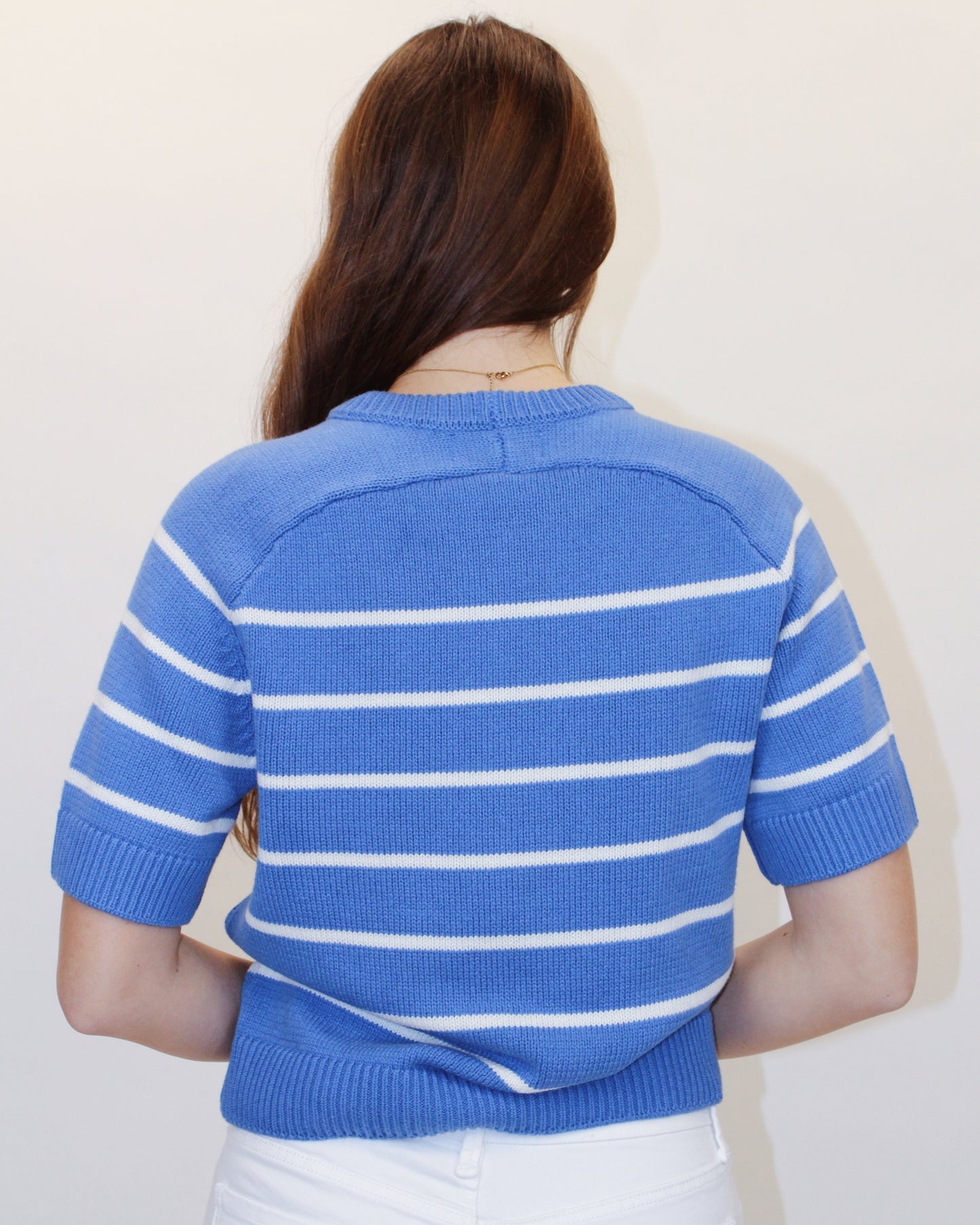 Raglan Blue Short Sleeve Sweater