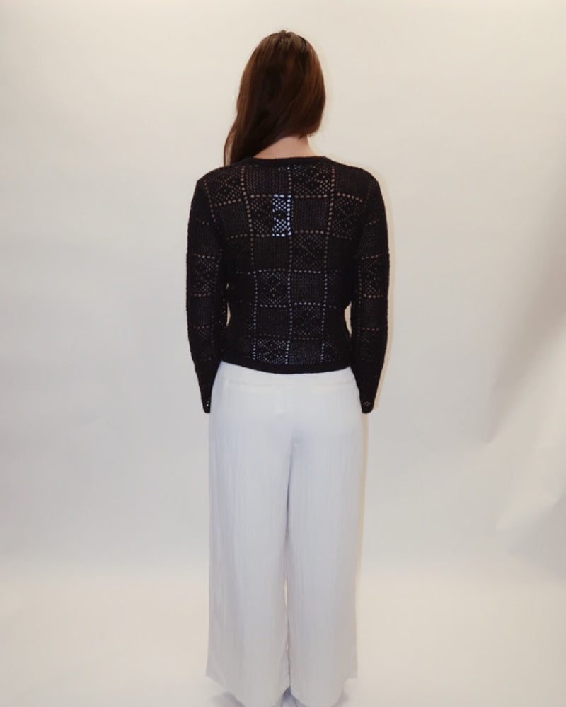 Ruth Navy Woven Cardigan