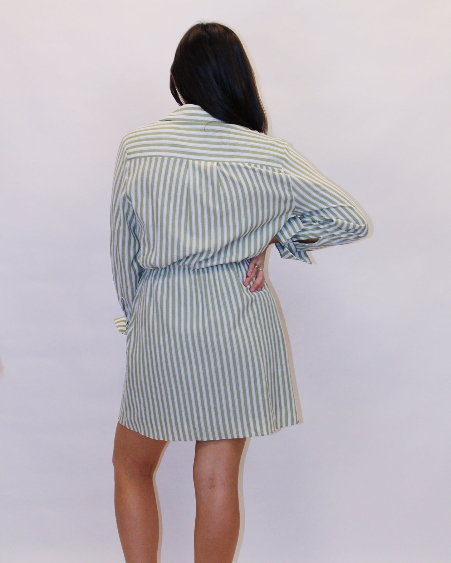 Ellie Olive Striped Mini Dress