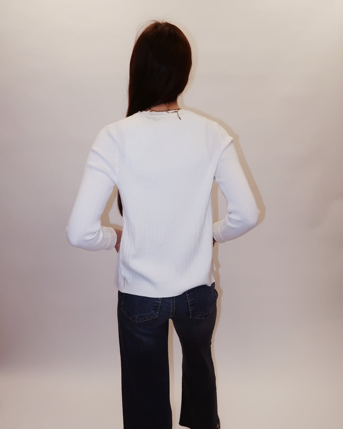 Lauren White Ribbed Cardigan