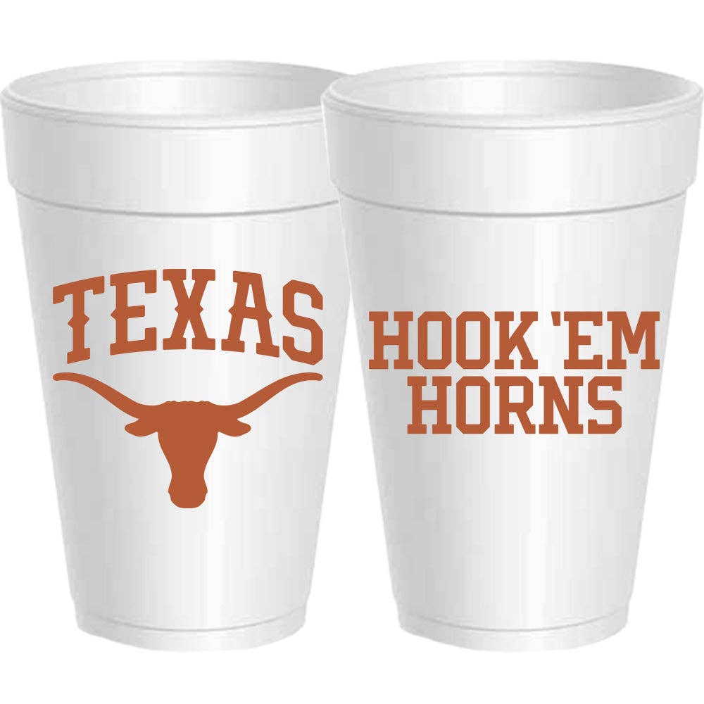 Hook 'Em Styrofoam Cups 10 Count