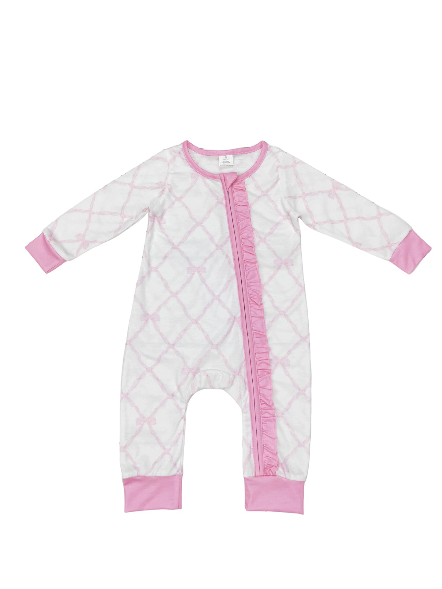Baby Pink Bow Sleeper with Ruffle
