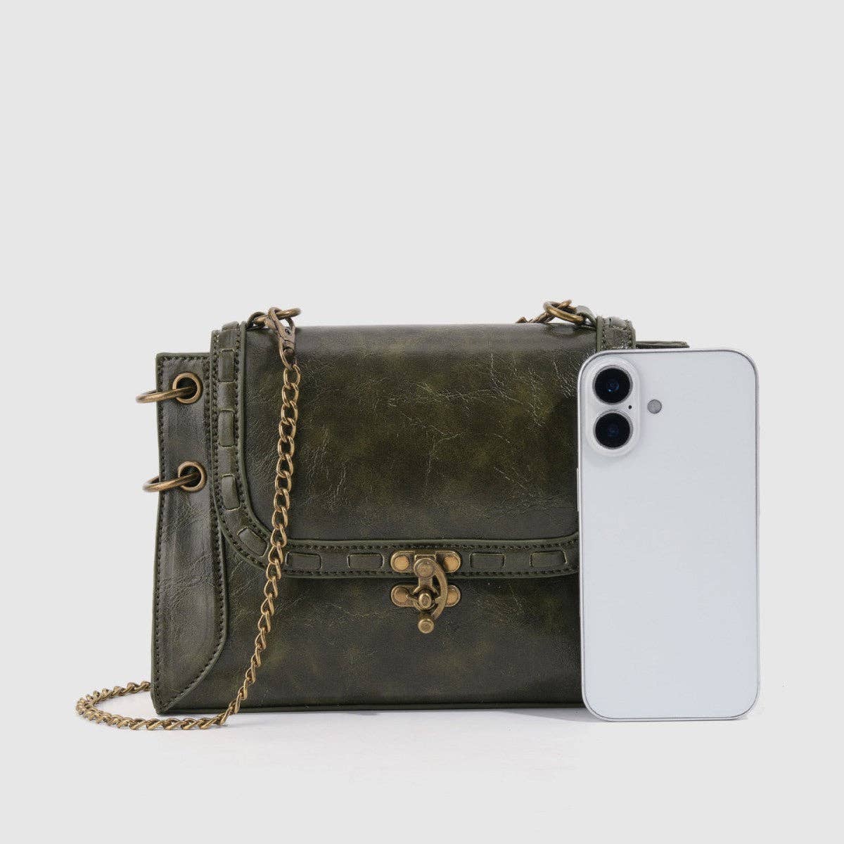 Buckle Leather Shoulder Bag