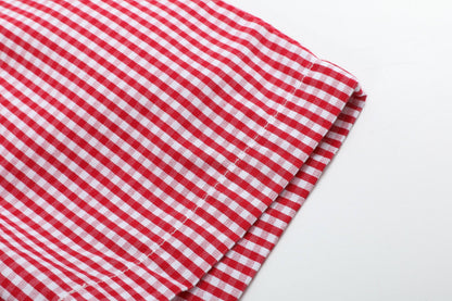 Baseball Shirt & Gingham Shorts Set