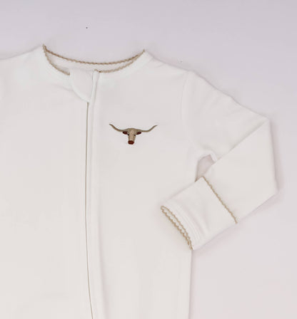 Longhorns Embroidered Zip Romper