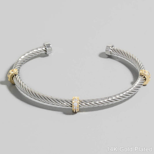 Two Tone Rope Cuff Bracelet
