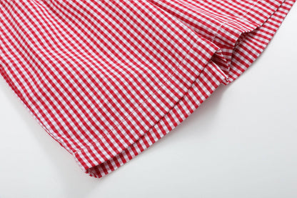 Baseball Shirt & Gingham Shorts Set