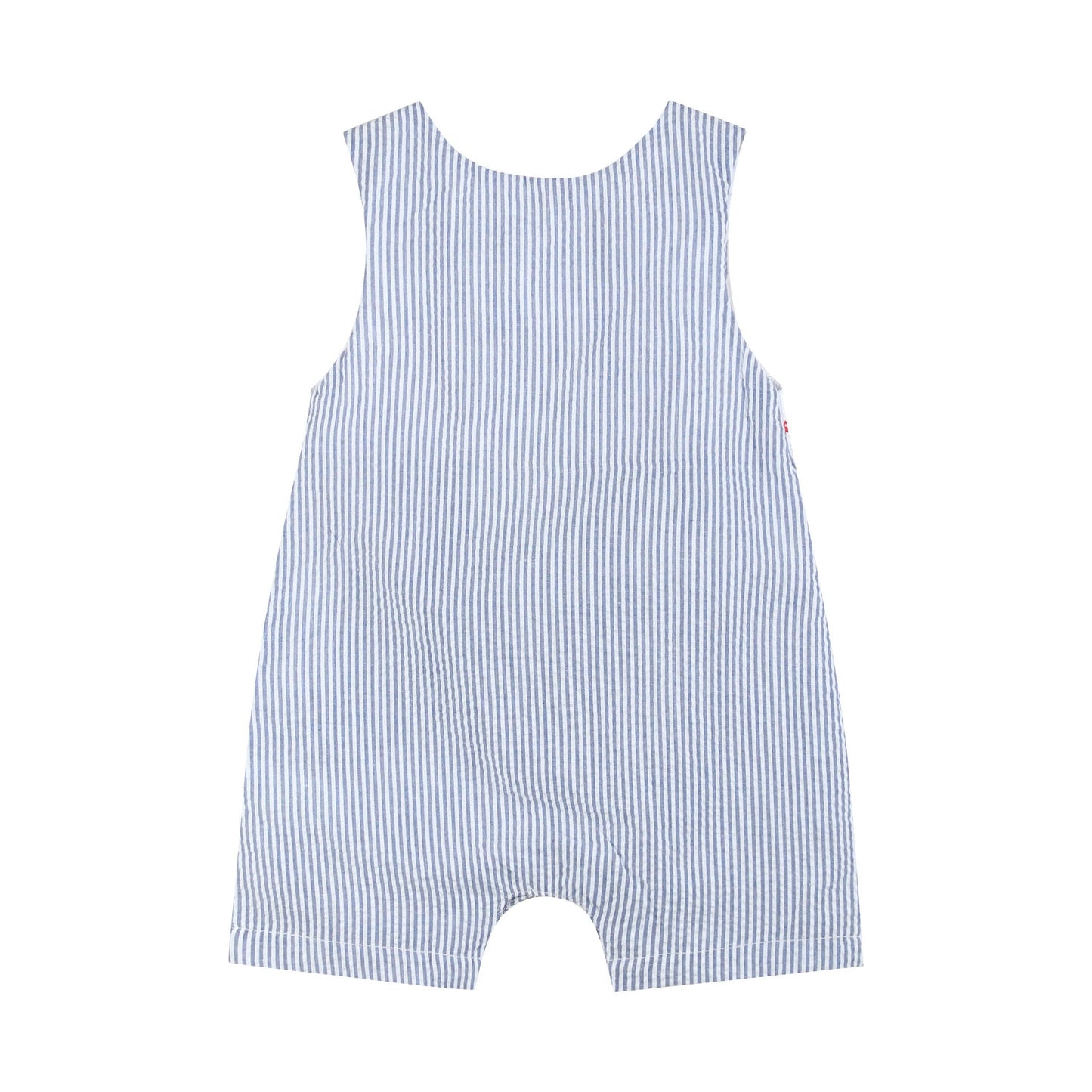 Seersucker Baseball Smocked Shortalls