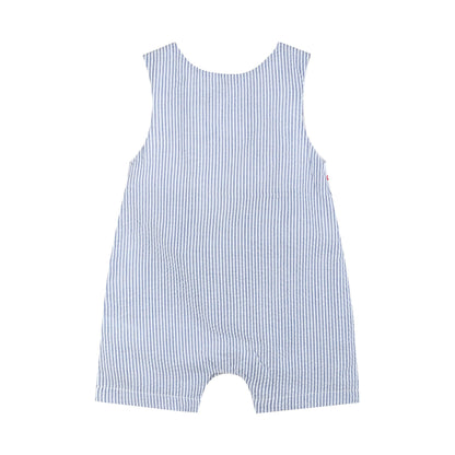 Seersucker Baseball Smocked Shortalls