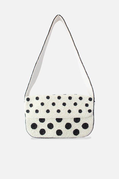 POLKA DOT BEADED SHOULDER BAG