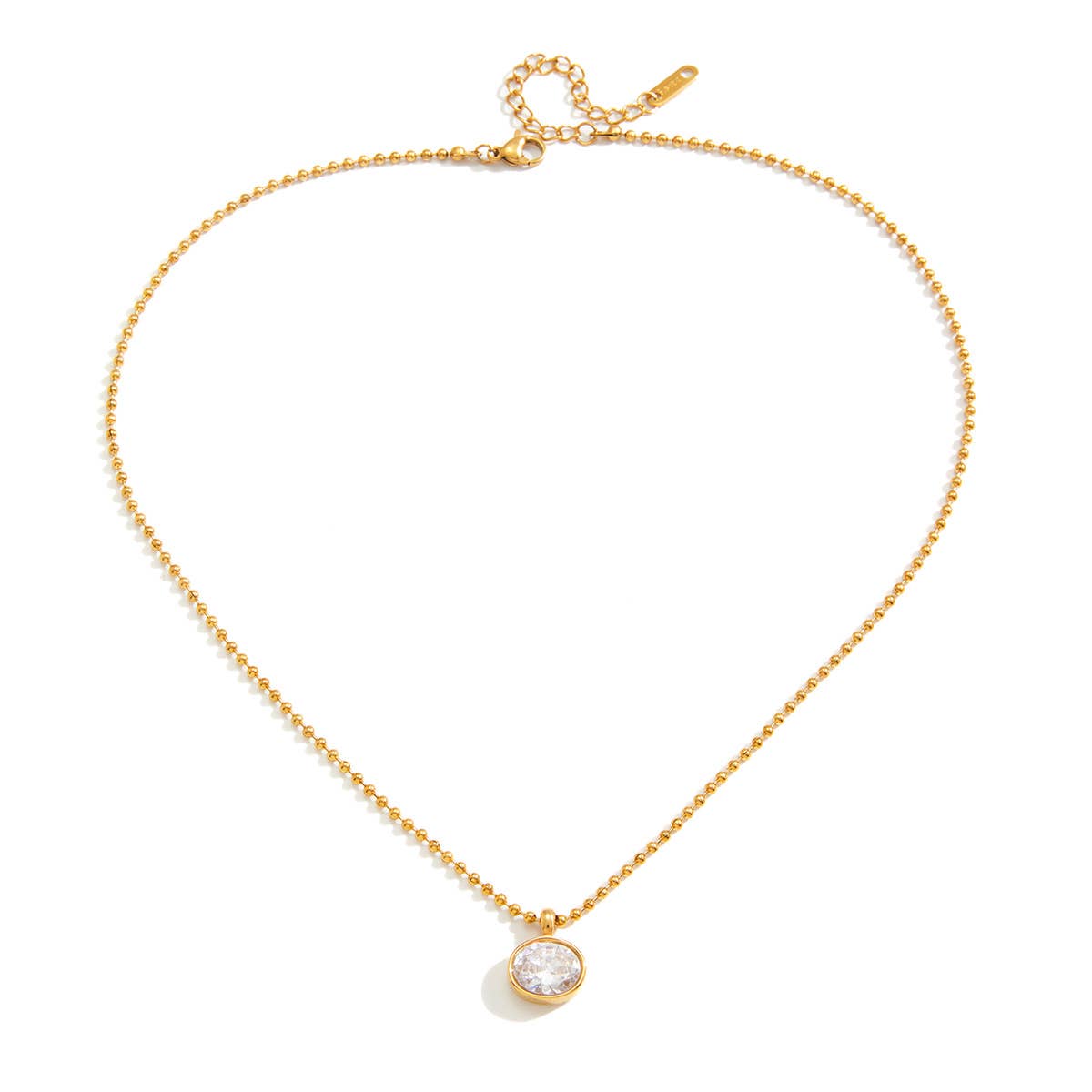Classic Oval CZ Bezel Necklace Water Resistant