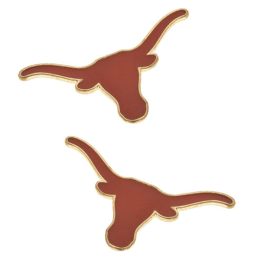 Texas Longhorns Enamel Logo Stud Earrings in Shiny Gold
