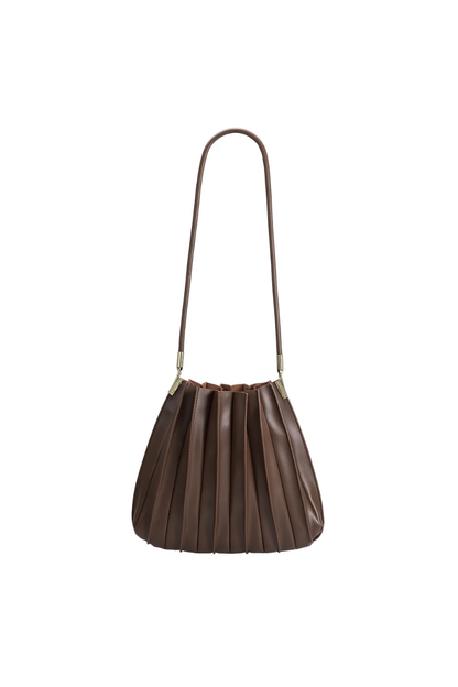 Carrie Chocolate Pleated Vegan Bag