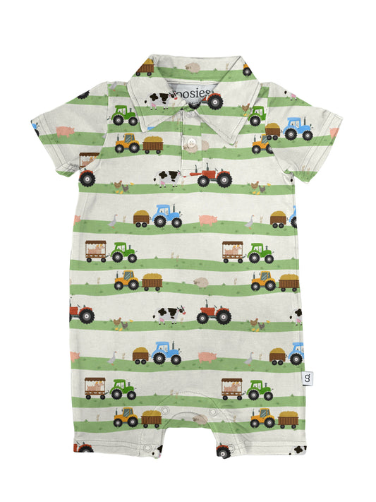 Farm Stripes Polo Romper