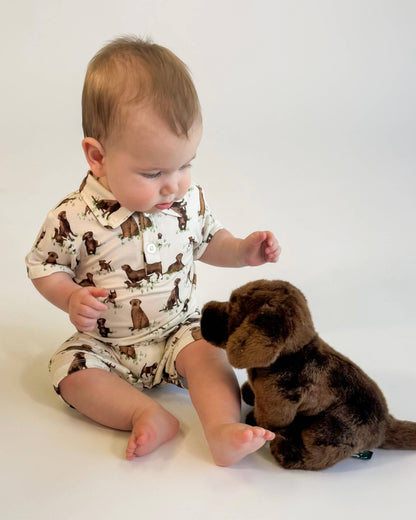 Chocolate Lab Dogs Polo Romper