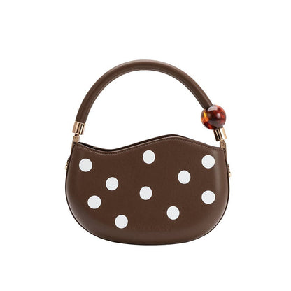 Jennie Chocolate Recycled Vegan Polka Dot Top Handle Bag