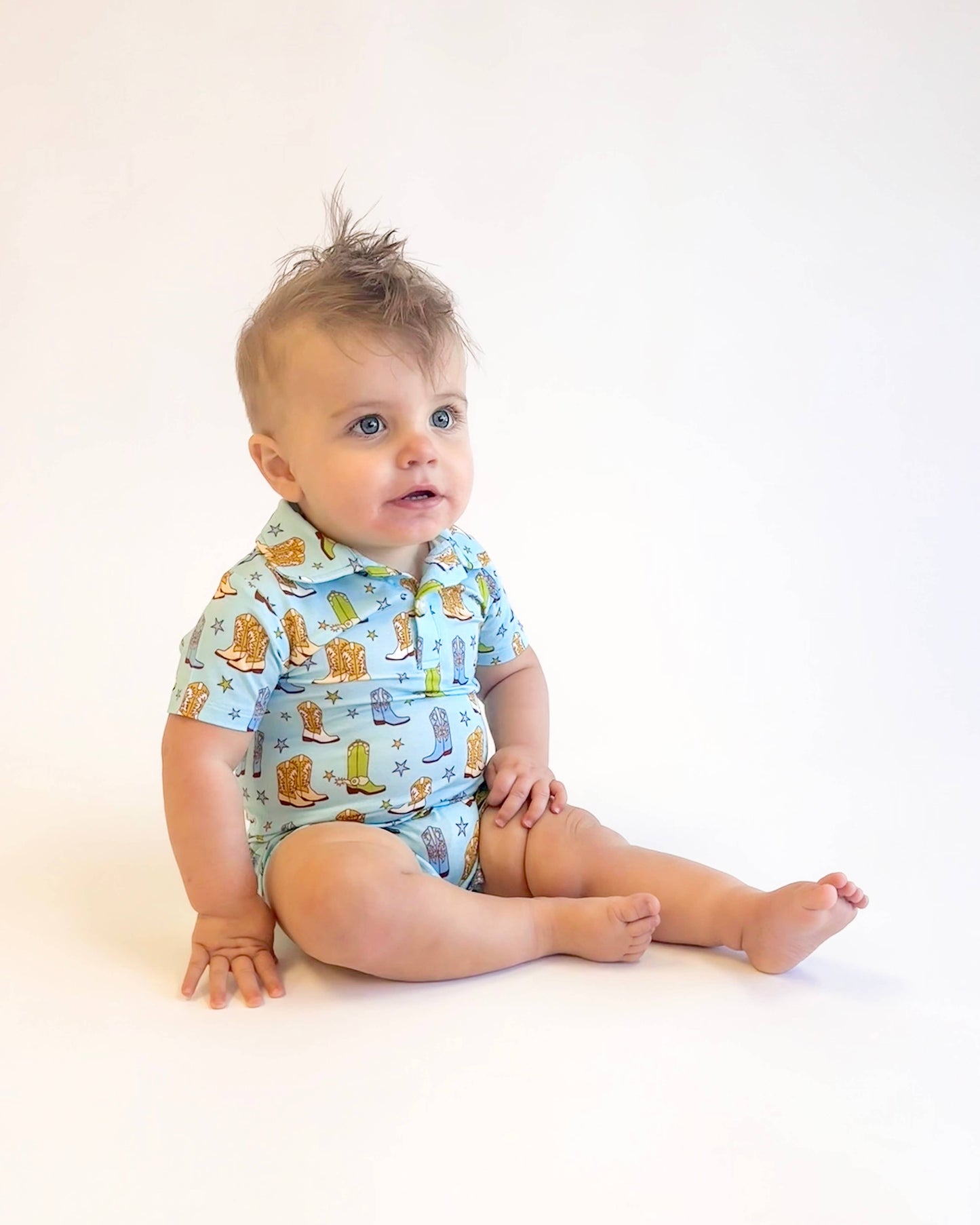Cowboy Boots & Stars Polo Romper