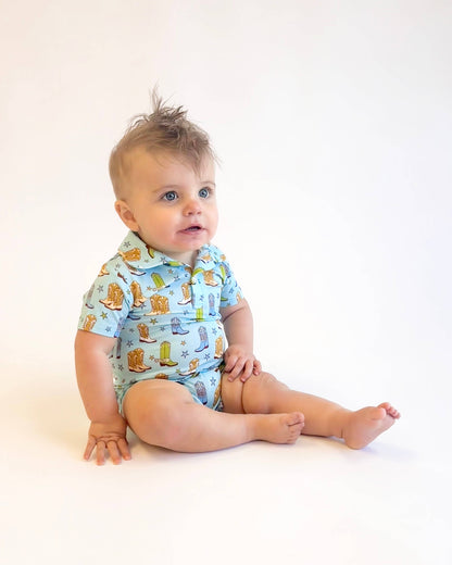 Cowboy Boots & Stars Polo Romper