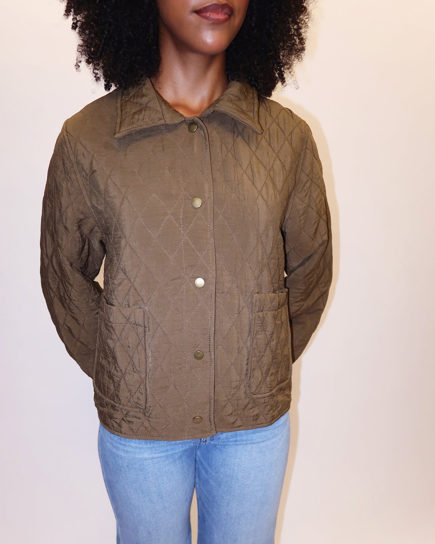 Eleanor Quilted Olive Jacket