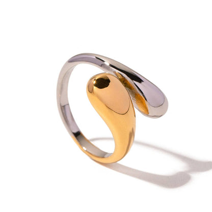 Adjustable Cross Two Toned Ring