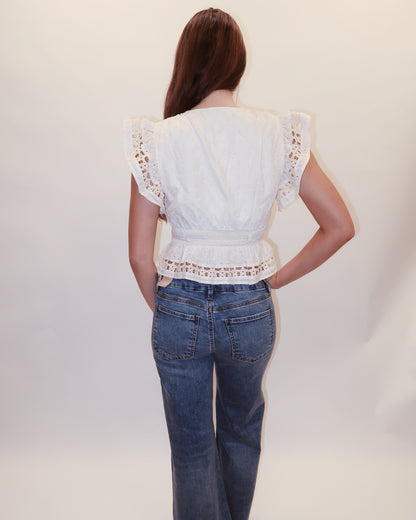 Ellie Eyelet Lace Trim Peplum