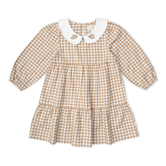 Oat Gingham Tiered Dress