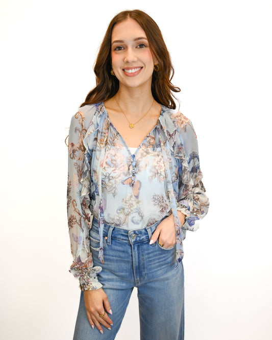 Hale Bob Butterfly Ruffle Blouse