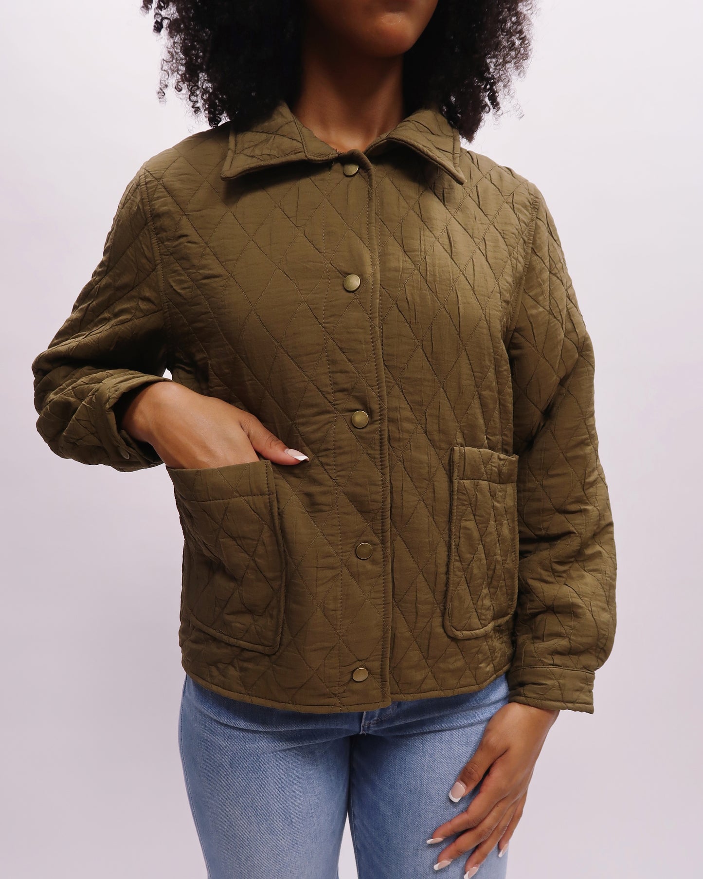Eleanor Quilted Olive Jacket