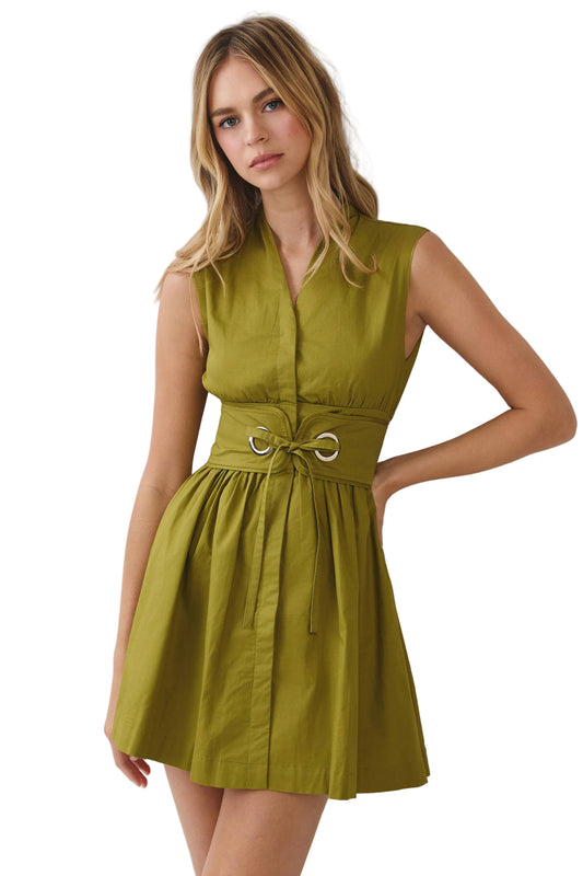 Erin Chartreuse Mini Dress