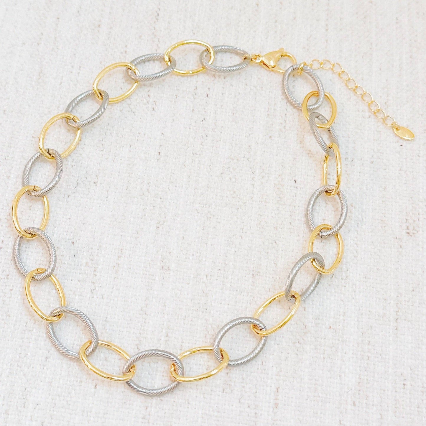 Cabled Two Tone Chain Necklace