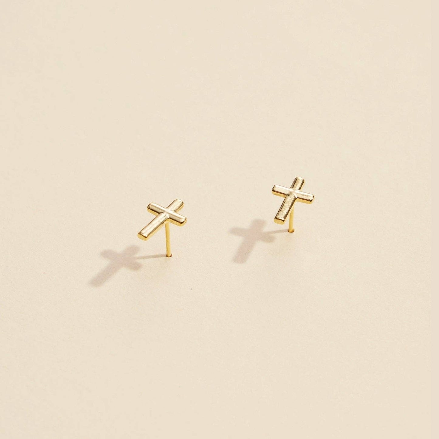 Gold Cross Stud Earrings