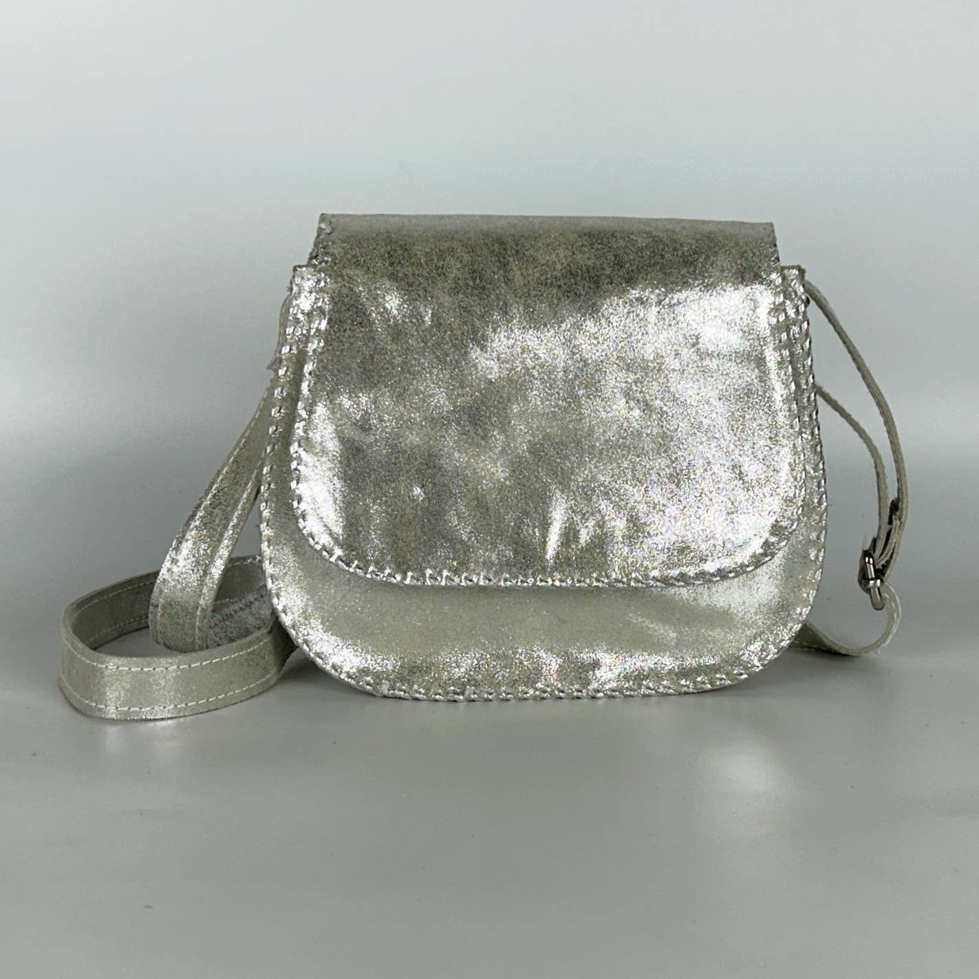 Bel Silver Leather Crossbody