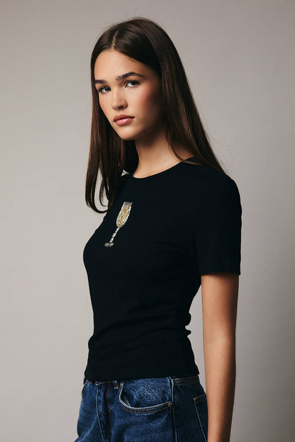 Emily Champagne Beaded Top