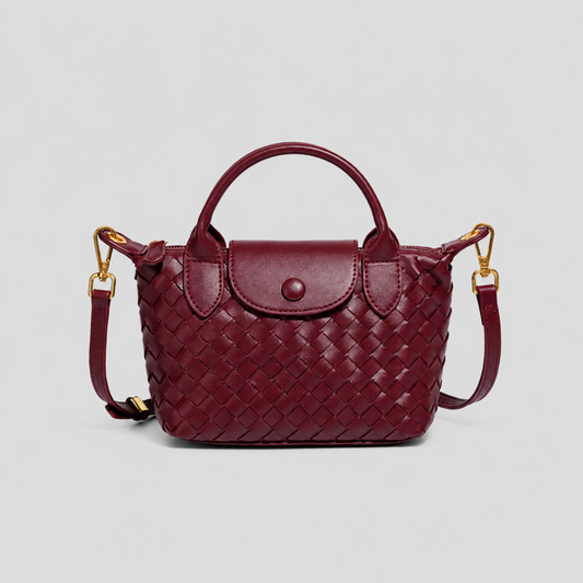 Woven Burgundy Crossbody Bag