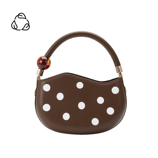 Jennie Chocolate Recycled Vegan Polka Dot Top Handle Bag
