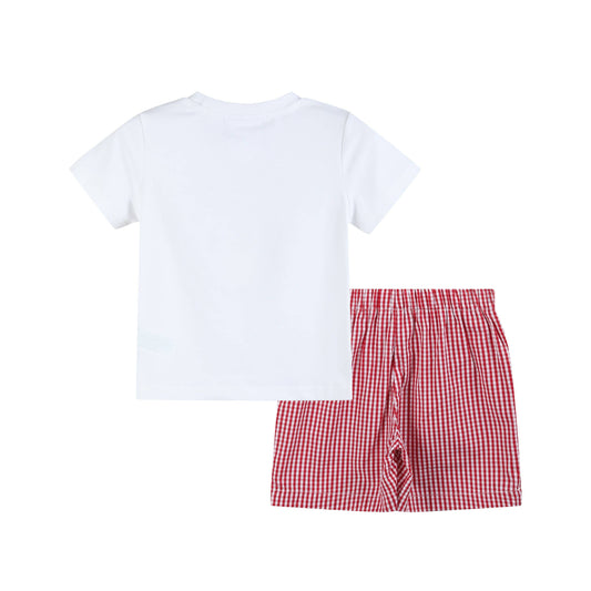 Baseball Shirt & Gingham Shorts Set