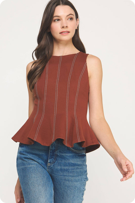 Emily Peplum Sleeveless Top