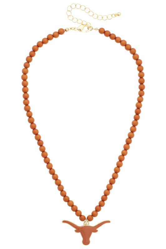 Longhorns Beaded Logo Necklace