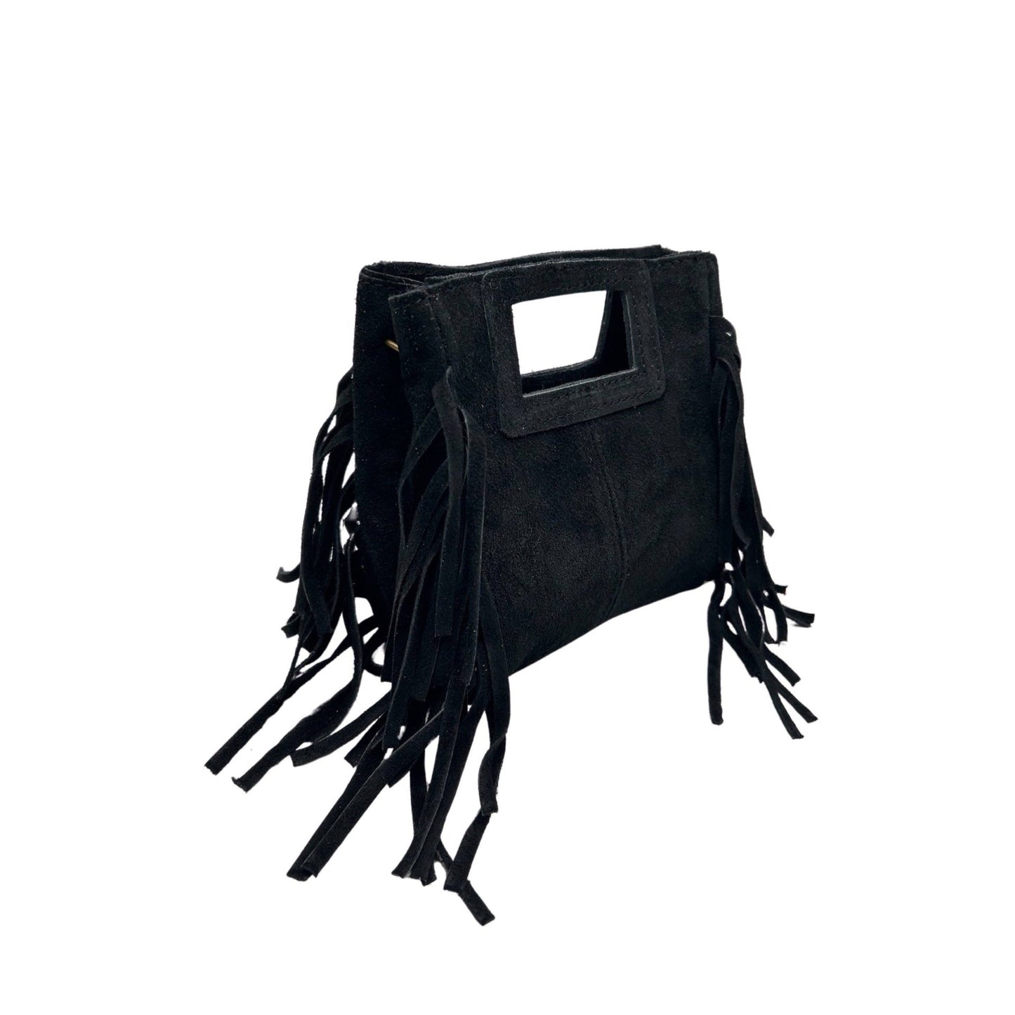 Marion Small Black Suede Leather Bag