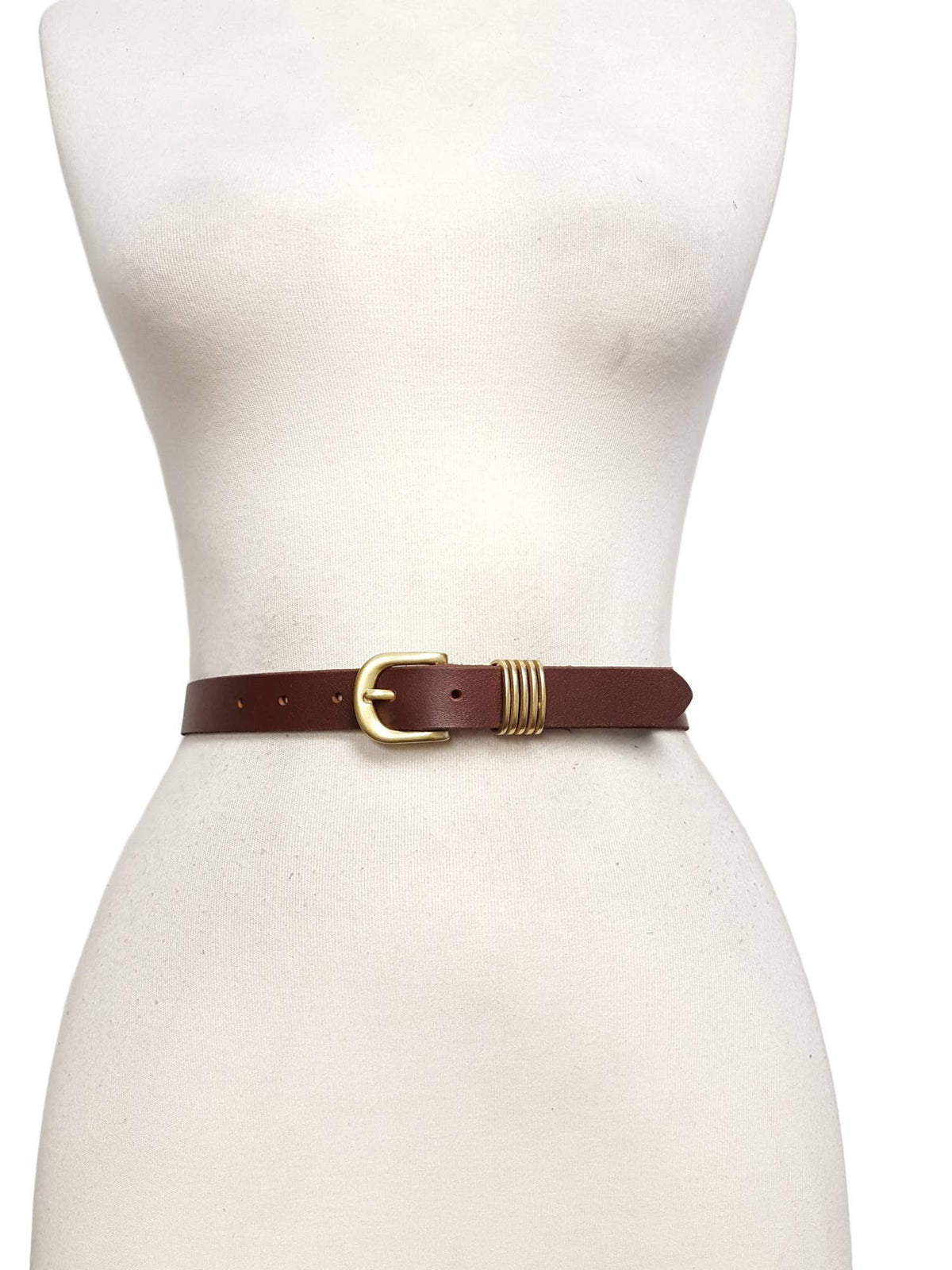 Gold Buckle and Brown Leather Belt