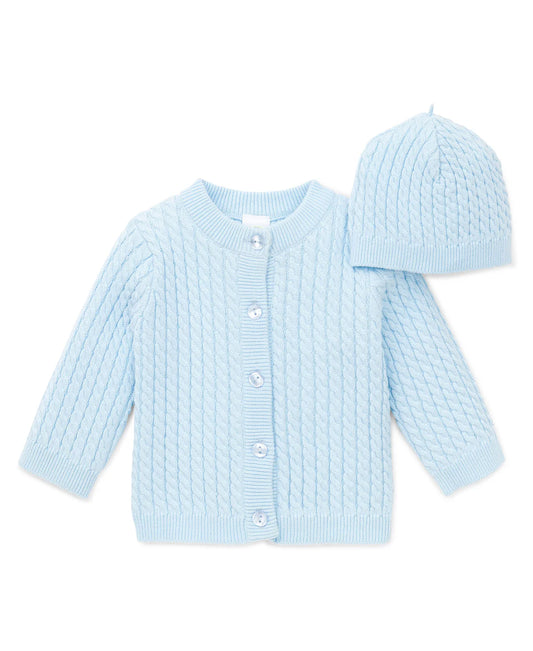 Blue Cable Sweater + Hat