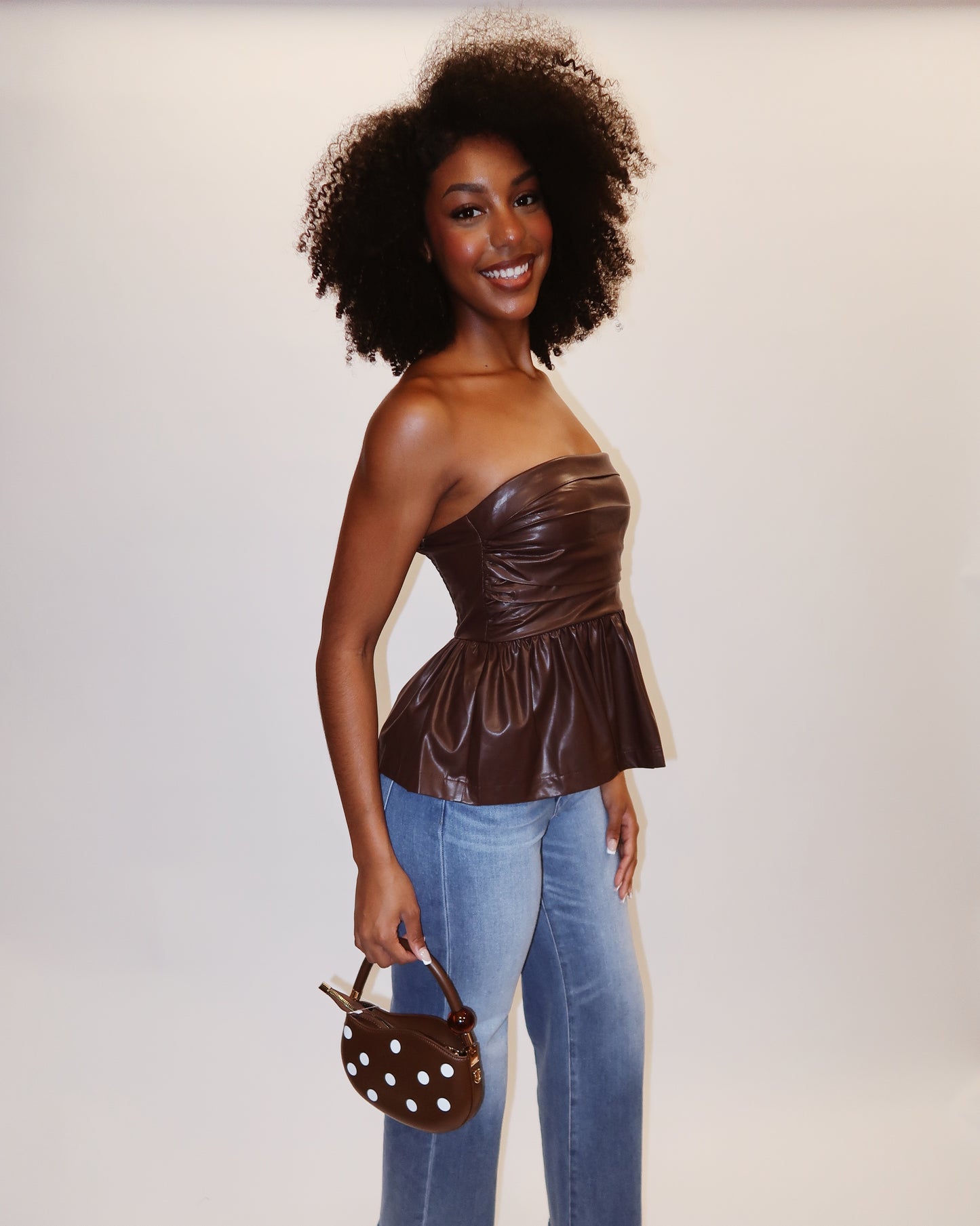 Harley Leather Peplum Top