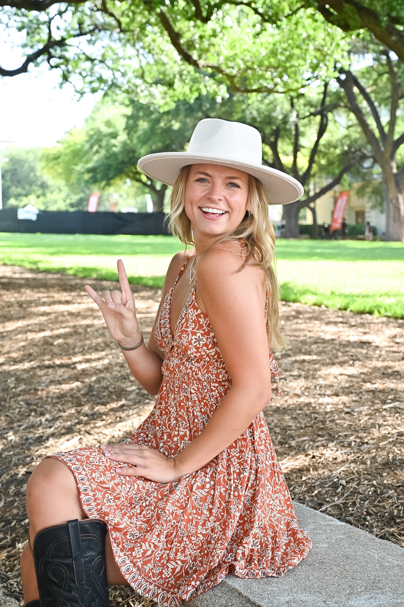 Ivory Belt Flat Brim Hat