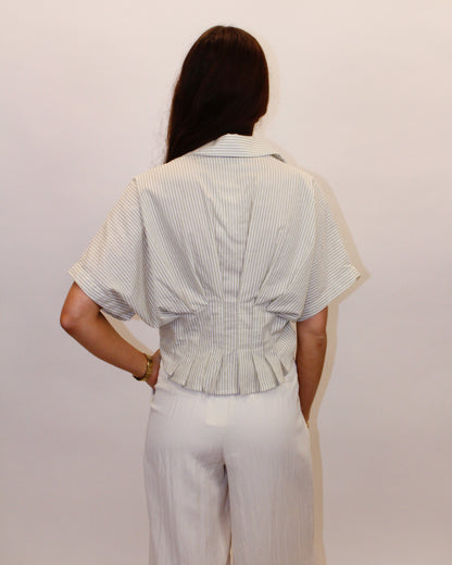 Carina Pleated Striped Top